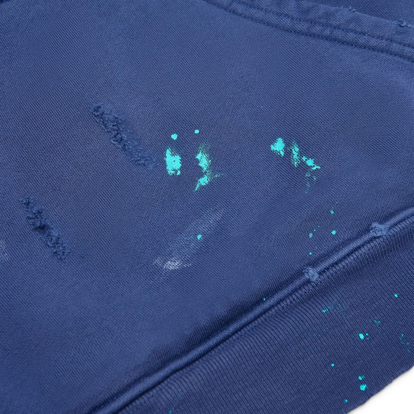 GALLERY DEPT. CHATEAU RANCH HOODIE/NAVY Horseshoe Winery Splash Ink Destroyed Hoodie Washed Blue S-XL Assute Reactive Dyes Ready-made Clothes Fade Process Post-Fry Color Processing Super Heavy and Cumbersome Too Many Cuts and Hanging Wormhole Destruction Process➕Hand-Splashed Ink Very Time-consuming and Labor-intensive Correct Version Original Main Mark➕Large Main Mark➕Yellow Wash Mark The original BOXY short and wide version has not been changed at all. God-cut. Authentic level printing process. Post-washing treatment to show natural aging effect.